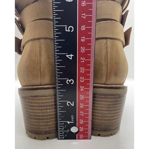 Seychelles Women's Give It a Whirl Ankle Boot Leather 7.5 Tan Nubuck Block Heel - Picture 5 of 11